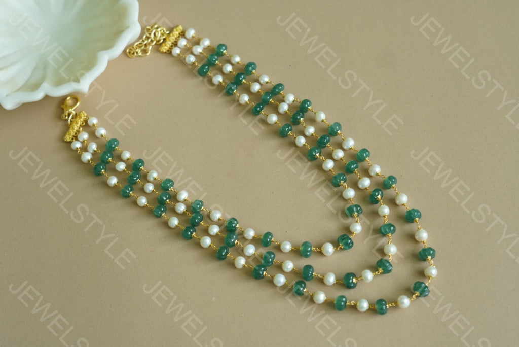 Orange Beads Necklace (4-3760)(N) - JEWELSTYLE