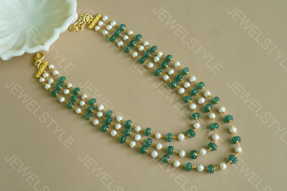 Orange Beads Necklace (4-3760)(N)