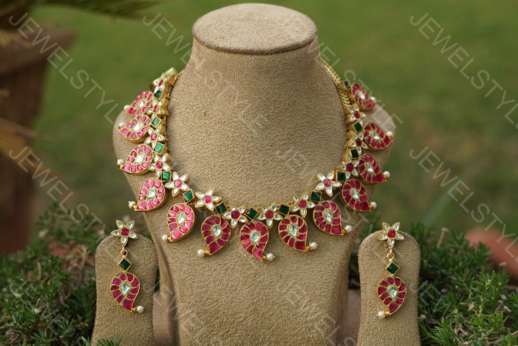Mango Kundan necklace set(Preorder) 4-1138 - JEWELSTYLE