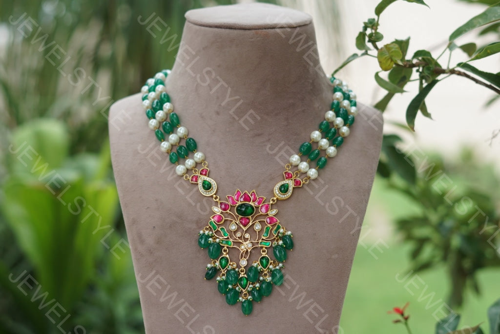 Kundan Pendant Necklace  (4-3993)(PREORDER) - JEWELSTYLE