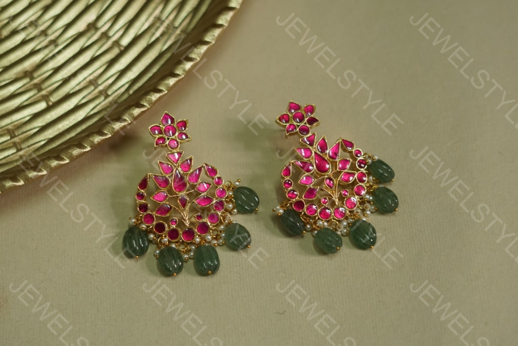 Kundan earrings (1-1171)(PREORDER) - JEWELSTYLE