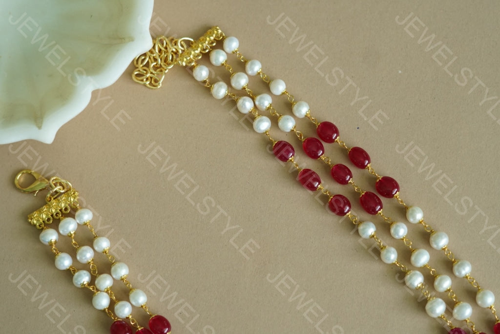 Red Beads Necklace (4-3761)(N) - JEWELSTYLE