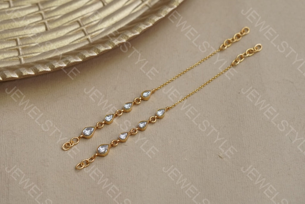 White Kundan Ear Chain (9-61) - JEWELSTYLE