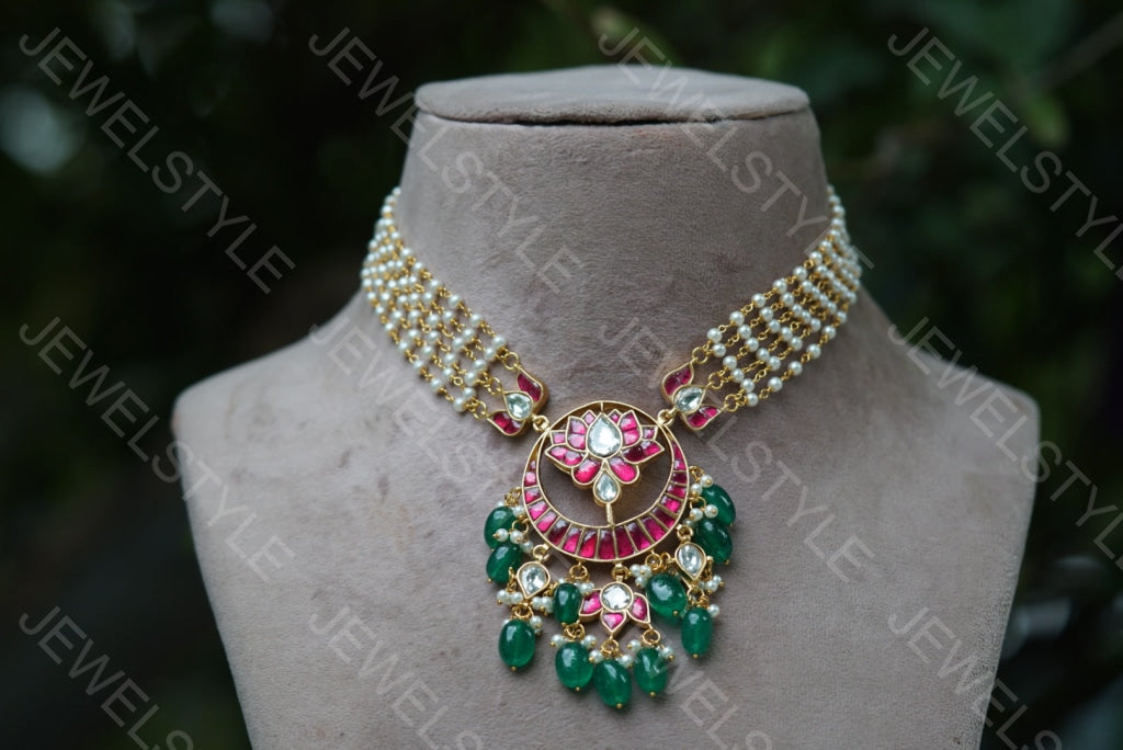 Kundan necklace (4-4435)(R)(PREORDER) - JEWELSTYLE