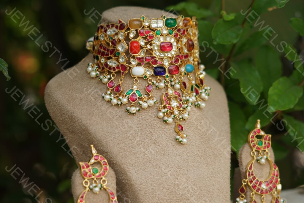 Multicolour Choker set (Preorder)( 4-135) - JEWELSTYLE