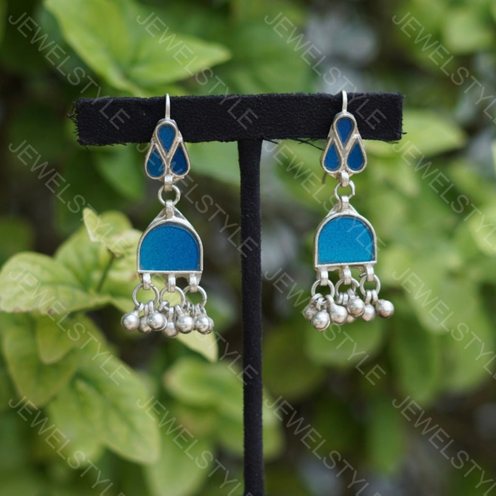 Mirror oxidised earrings  (1-1312)(ON SALE) - JEWELSTYLE
