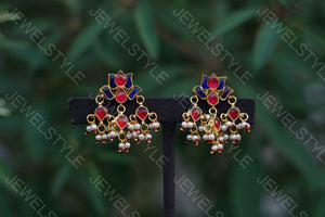 Kundan lotus Earrings  (1-1518)(PREORDER)