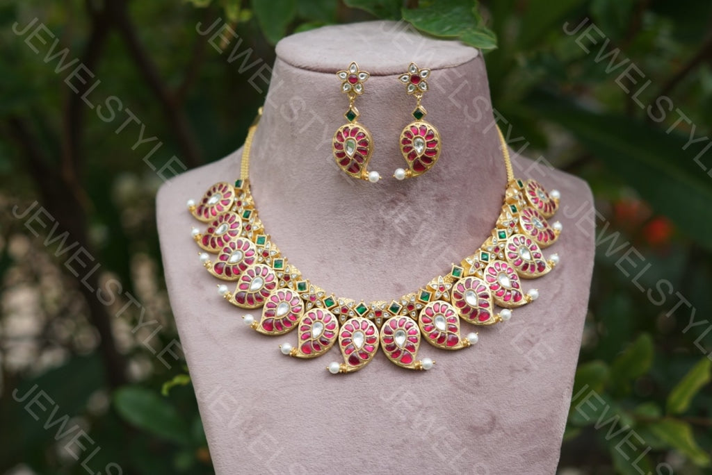 Mango Kundan Necklace set( Preorder) 4-1407 - JEWELSTYLE