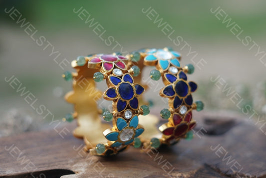 Kundan bangle in 2’6 size (3-138)(PREORDER)