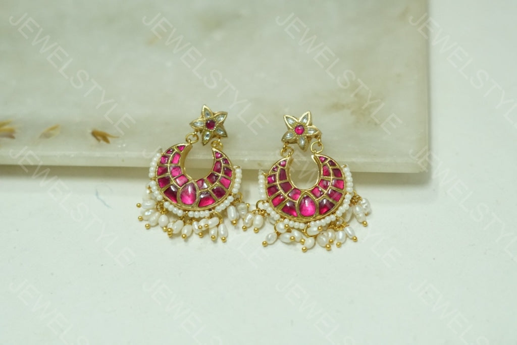 Small Kundan chandbali (1-1549)(PREORDER)