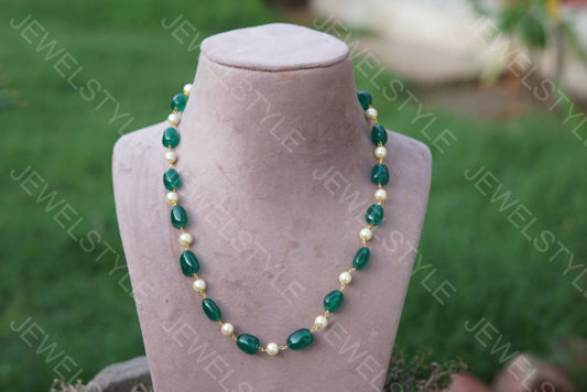 Green beads Necklace(4-3455)(OFFER PIECE)(N) - JEWELSTYLE