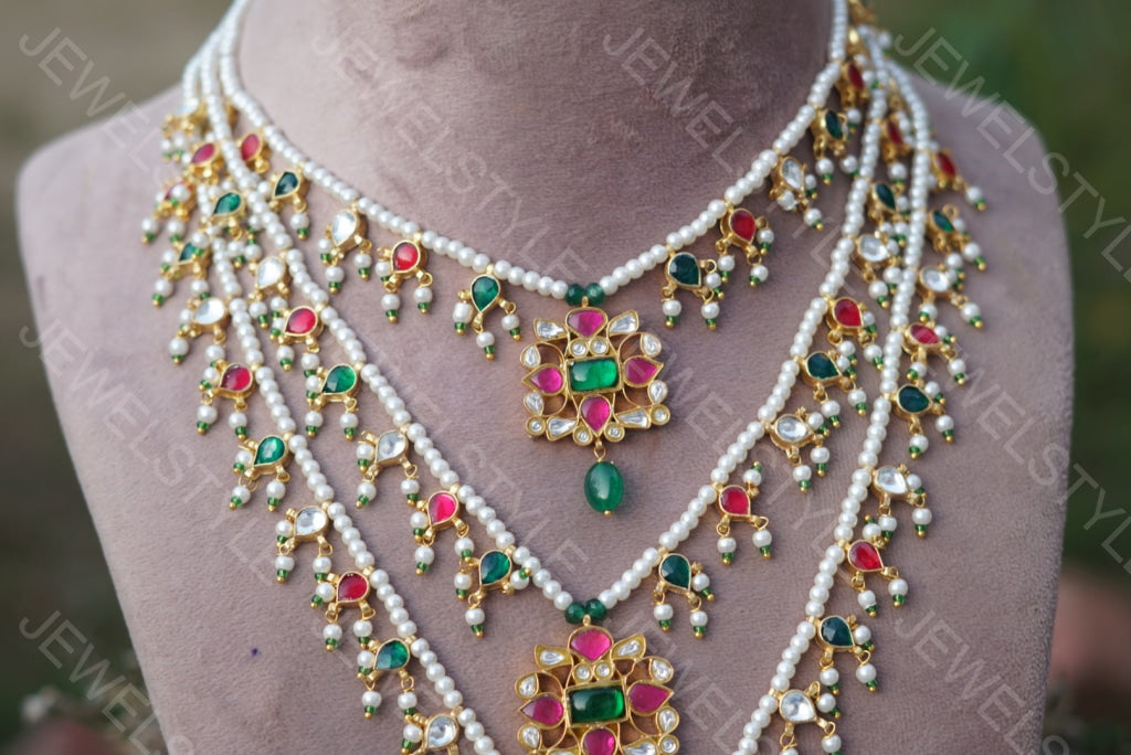 3 line Ranihaar Necklace(4-3260)(R)(PREORDER) - JEWELSTYLE