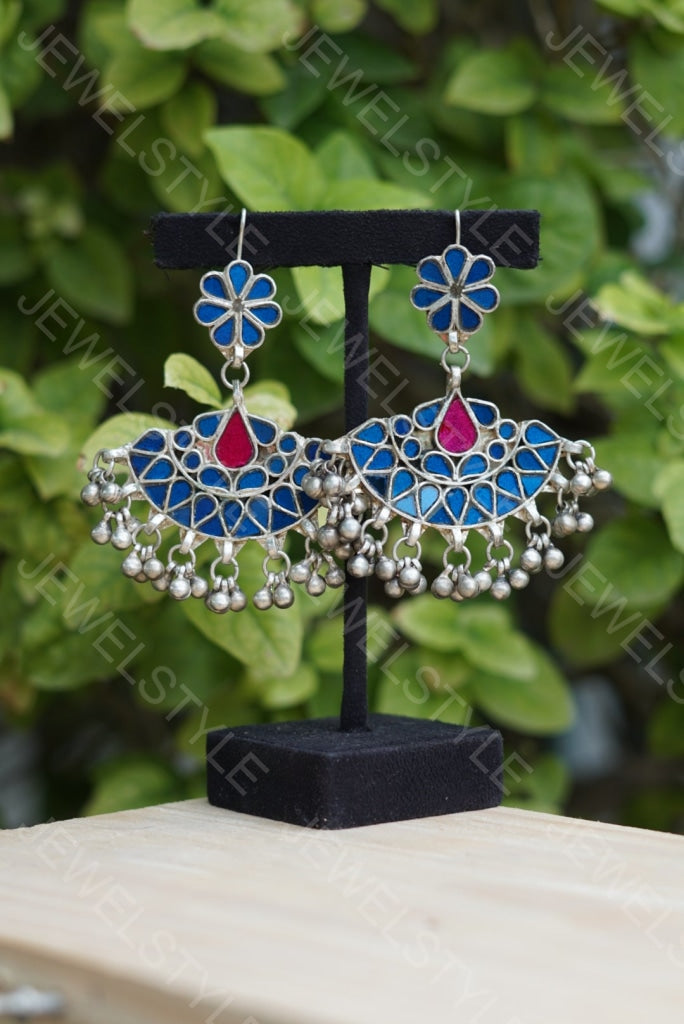 Mirror oxidised earrings  (1-1313)(ON SALE) - JEWELSTYLE