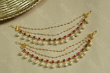 Pink Kundan Ear Chain(9-19)(PREORDER)