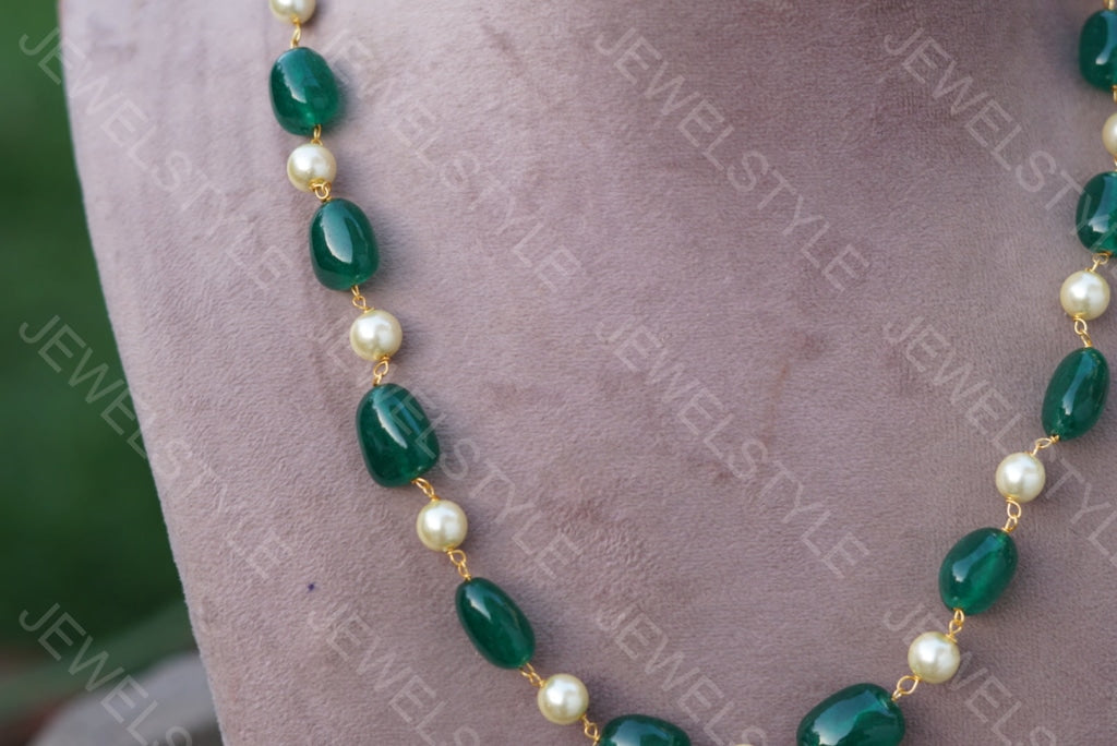 Green beads Necklace(4-3455)(OFFER PIECE)(N) - JEWELSTYLE