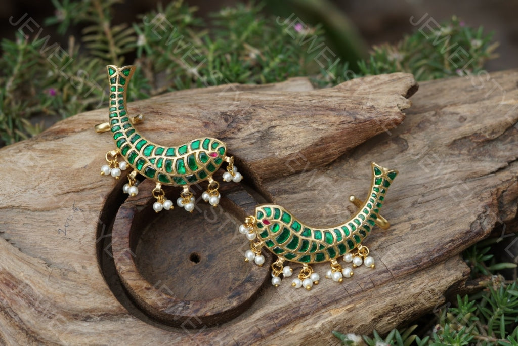 Kundan fish earcuff(Preorder) (1-672-1) - JEWELSTYLE