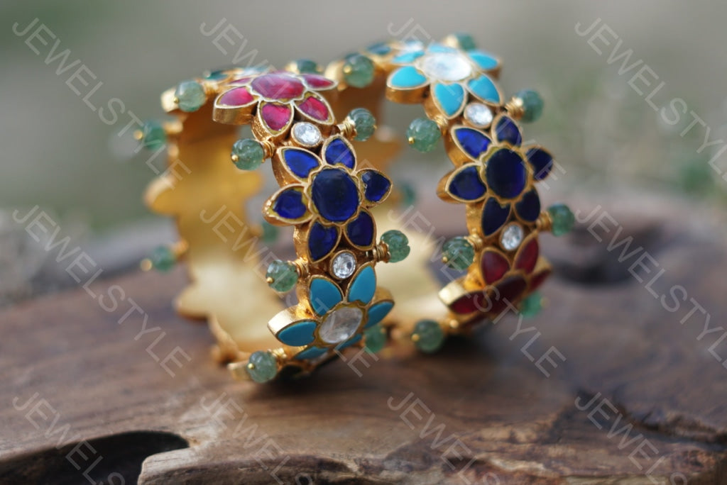 Kundan bangle in 2’6 size (3-138)(PREORDER)
