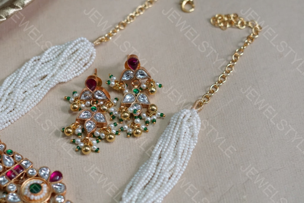 Kundan necklace set (4-5177)(R)(PREORDER)