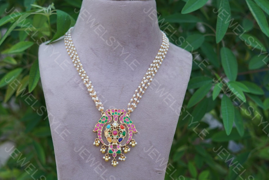 Kundan Navratan Pendant Chain(4-2307)(R)