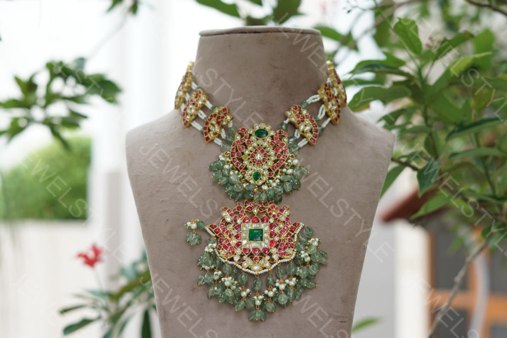 Kundan pendant Necklace (4-4047)(R)( PREORDER)