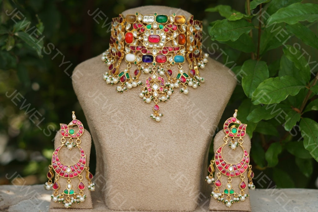 Multicolour Choker set (Preorder)( 4-135) - JEWELSTYLE