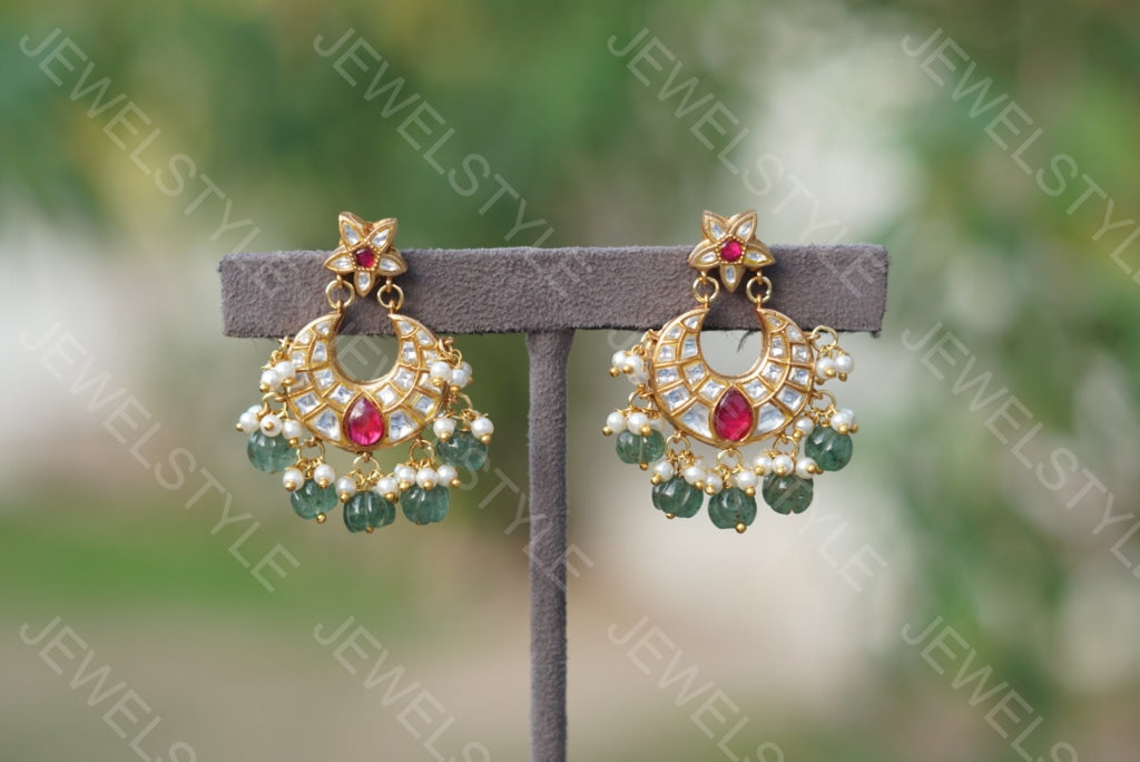 Kundan Chandbali Earring (1-1712)(PREORDER)