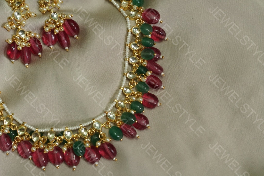 White Kundan Necklace set (4-4068)(N) - JEWELSTYLE