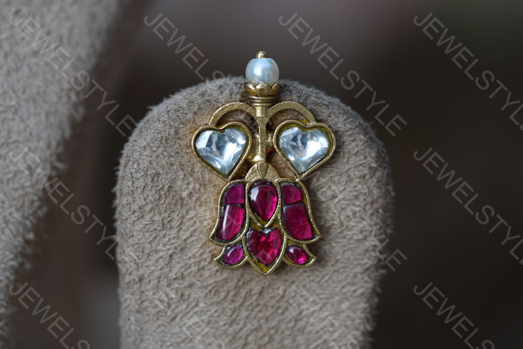Pink lotus kundan Necklace set (4-4978)(AK)