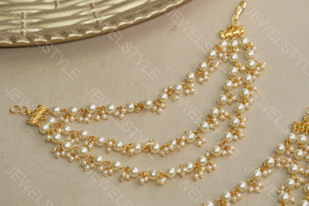 3 line Pearl EarChain (9-60) - JEWELSTYLE