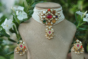 Navratan Kundan Choker set(PREORDER)(R)(4-1562)