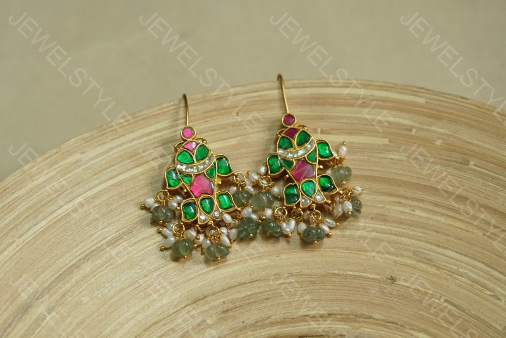 Navratan Kundan Fish Earrings (1-1483)(PREORDER)
