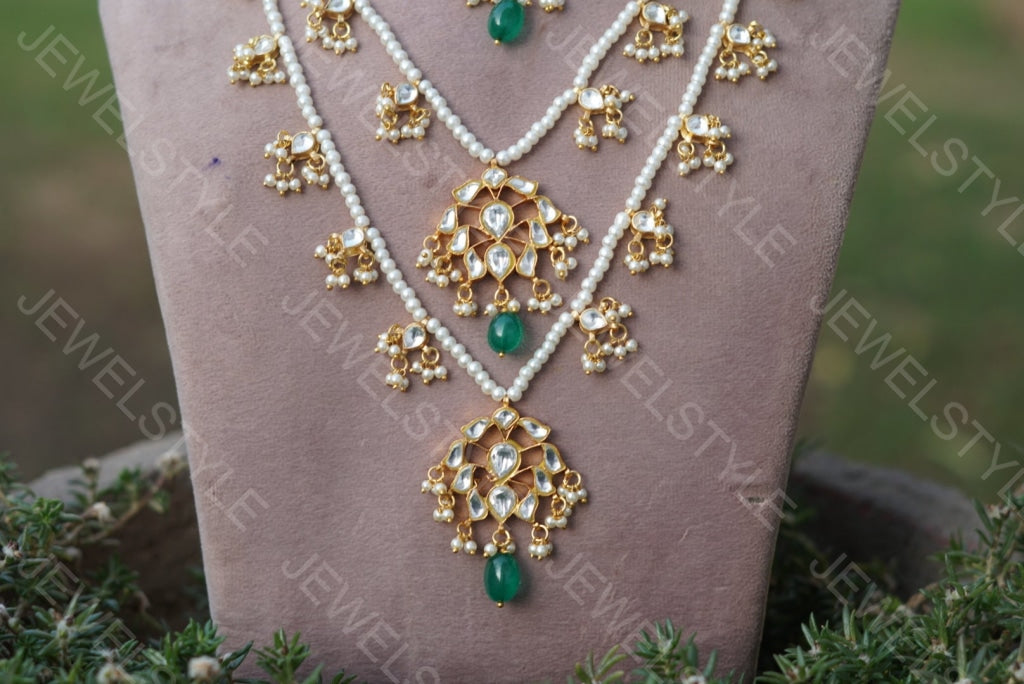 3 line Kundan Ranihaar Necklace(4-2756)(PREORDER) - JEWELSTYLE