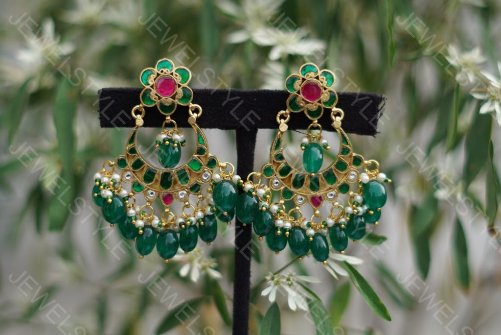 Kundan earrings(PREORDER) 1-1029 - JEWELSTYLE