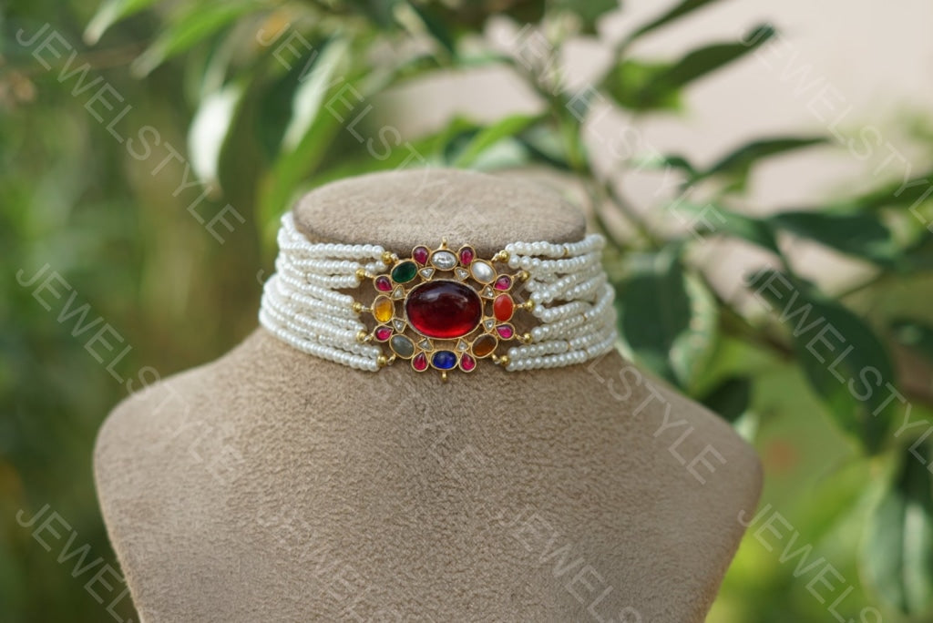 Navratan Kundan Choker (4-1578)(PREORDER) - JEWELSTYLE