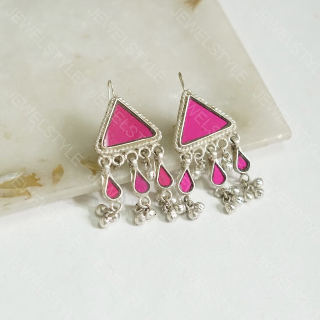 Oxidised Mirror Earrings (1-1241-c)(ON SALE) - JEWELSTYLE