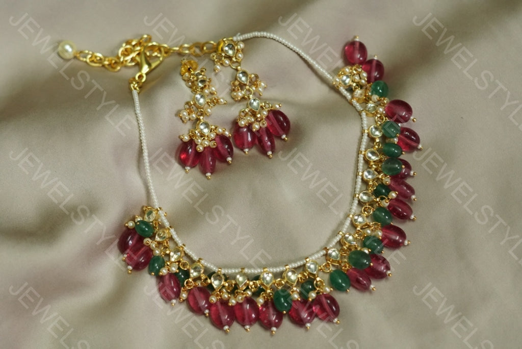 White Kundan Necklace set (4-4068)(N) - JEWELSTYLE