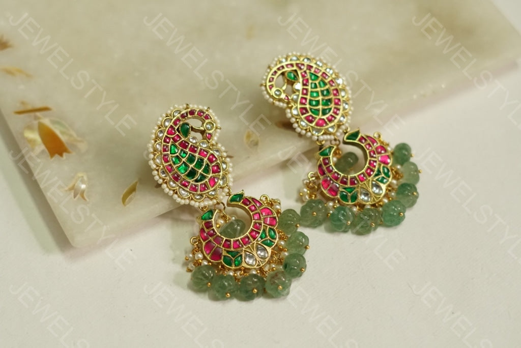 Kundan mango earrings(PREORDER) 1-1079 - JEWELSTYLE