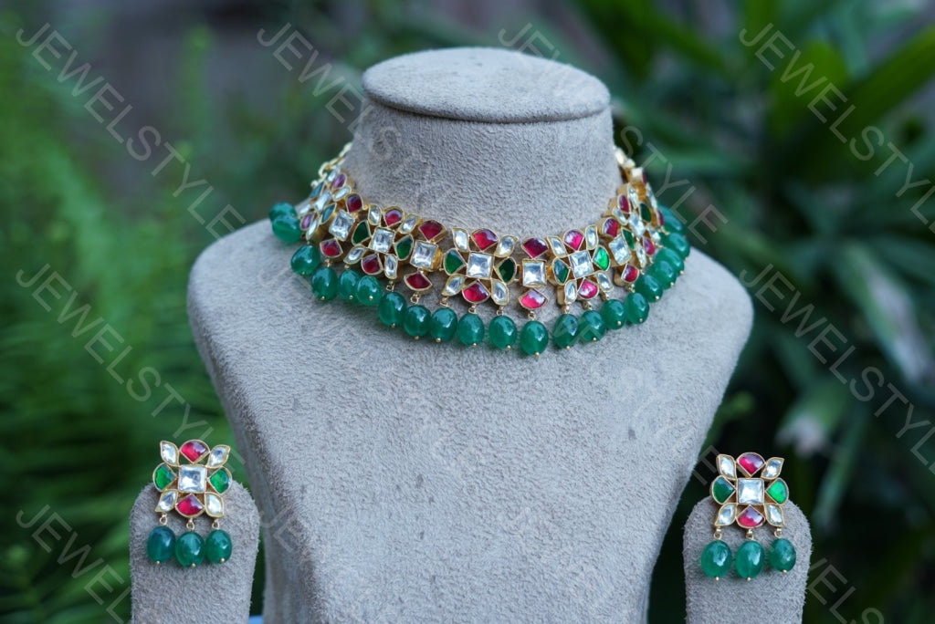 Kundan choker set(Preorder) 4-360 - JEWELSTYLE