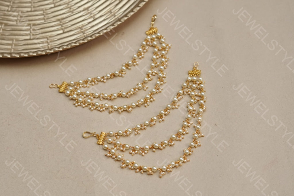 3 line Pearl EarChain (9-60) - JEWELSTYLE