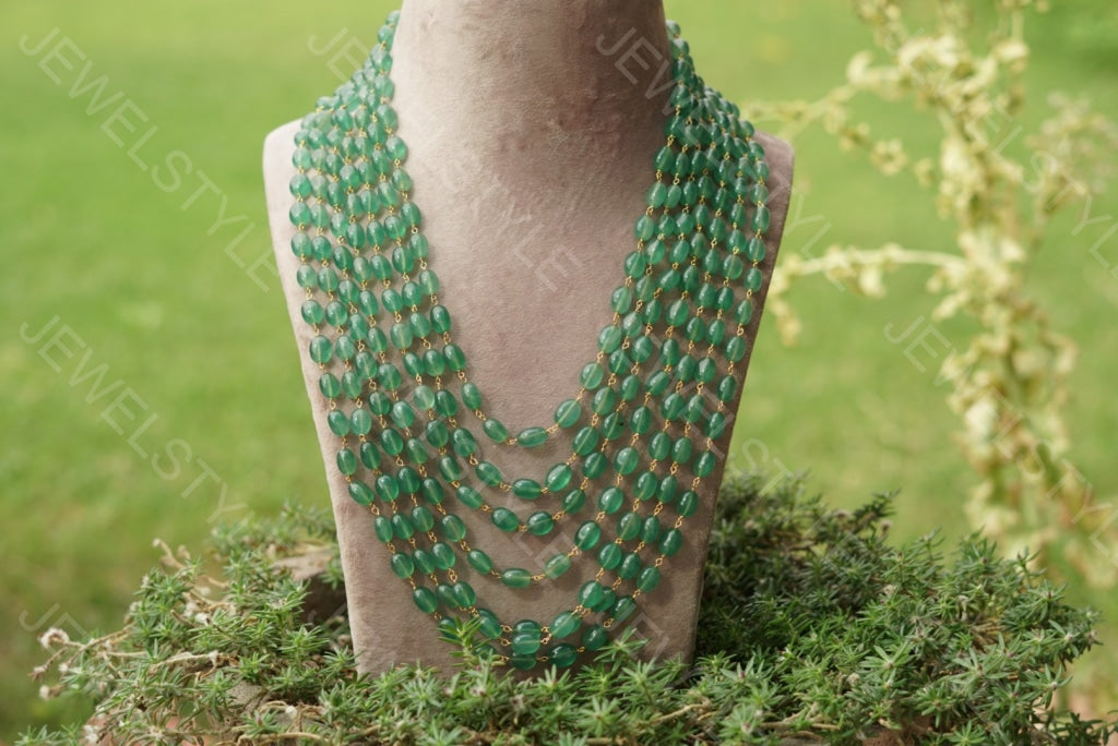 Green beads necklace(Preorder) 4-1060 - JEWELSTYLE