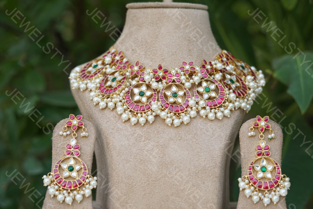 Kundan necklace set (4-3943)(preorder)(R)