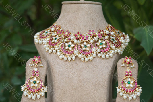 Kundan necklace set (4-3943)(preorder)(R)