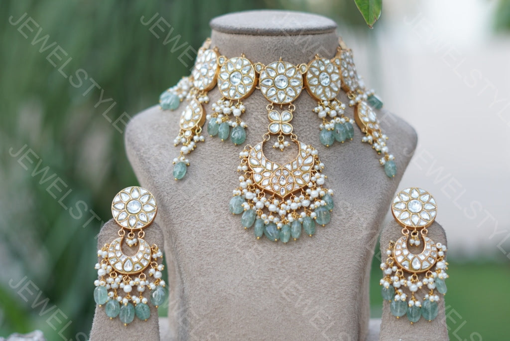 Kundan necklace set (4-3330)(PREORDER) - JEWELSTYLE