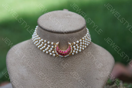 Pink Chand Kundan Choker (4-3403)(R)(preorder) - JEWELSTYLE