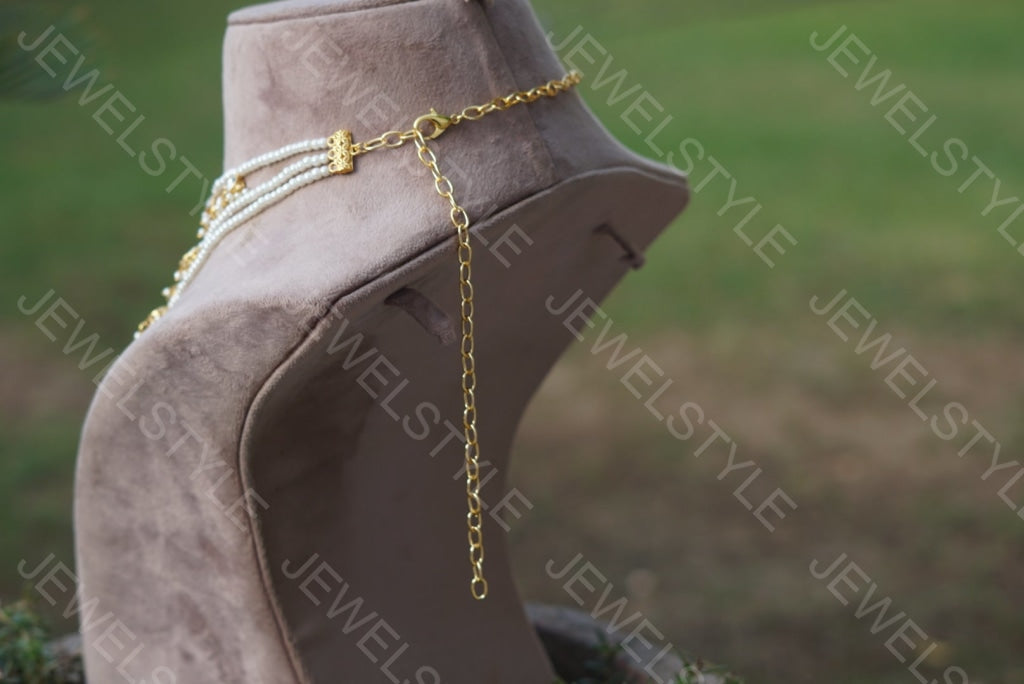 3 line Kundan Ranihaar Necklace(4-2756)(PREORDER) - JEWELSTYLE