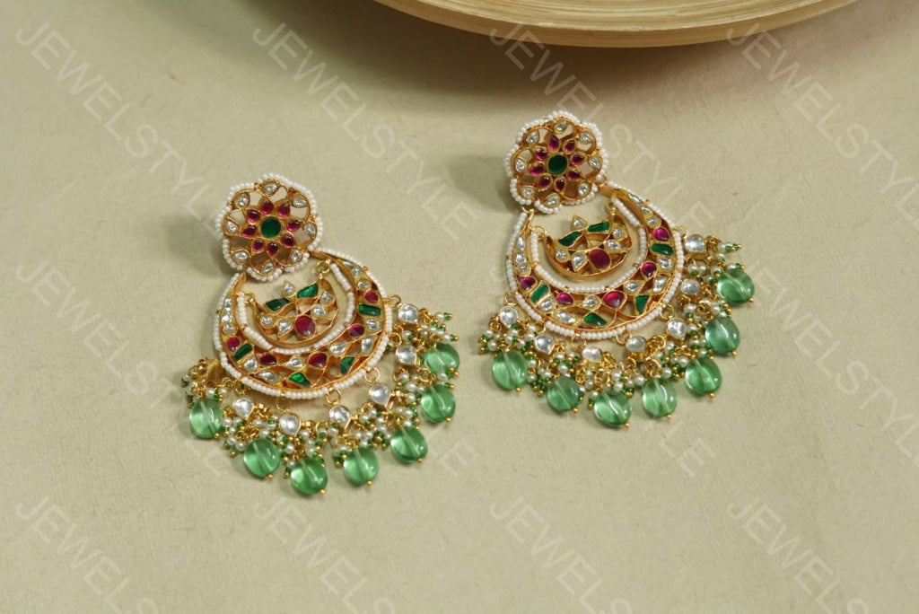Kundan chandbali earrings (1-1622)(PREORDER)
