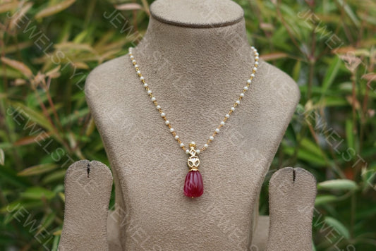 Red Kundan Pendant  (4-1587) - JEWELSTYLE
