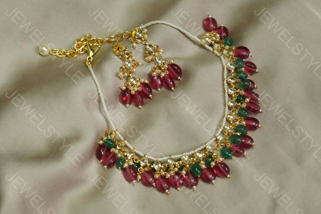 White Kundan Necklace set (4-4068)(N) - JEWELSTYLE