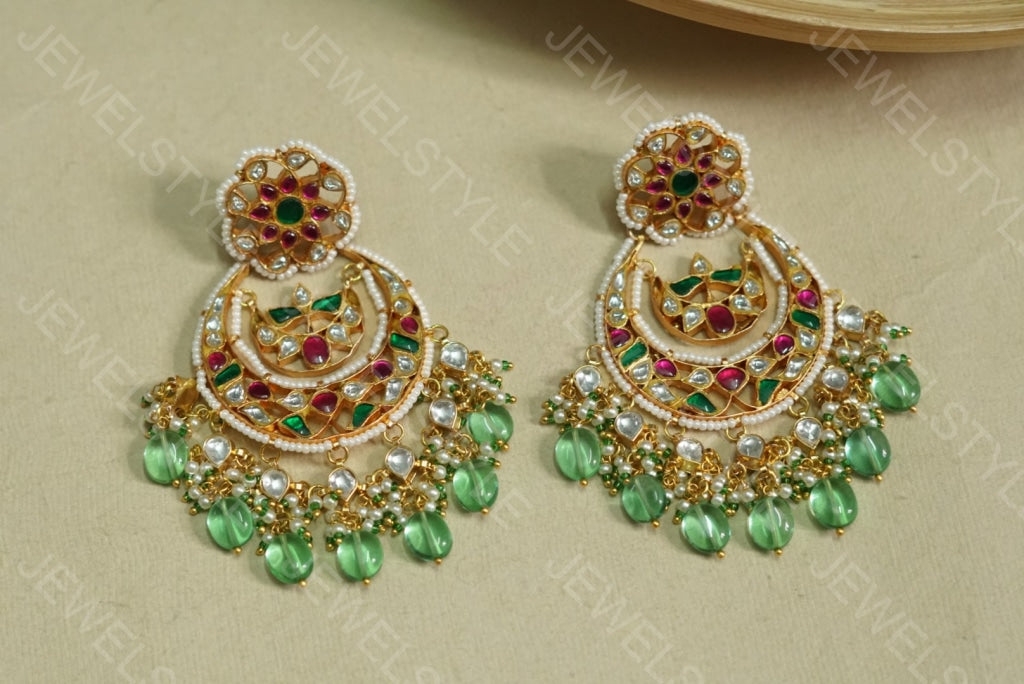 Kundan chandbali earrings (1-1622)(PREORDER)