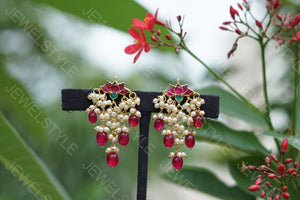 Kundan lotus earrings(1-1252)